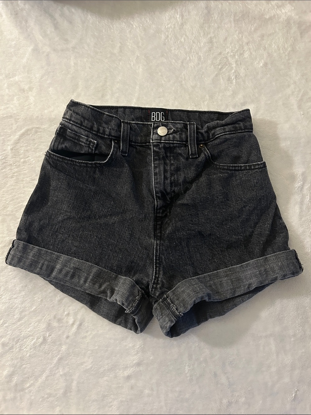 BDG Black High-Rise Rolled Hem Jean Shorts